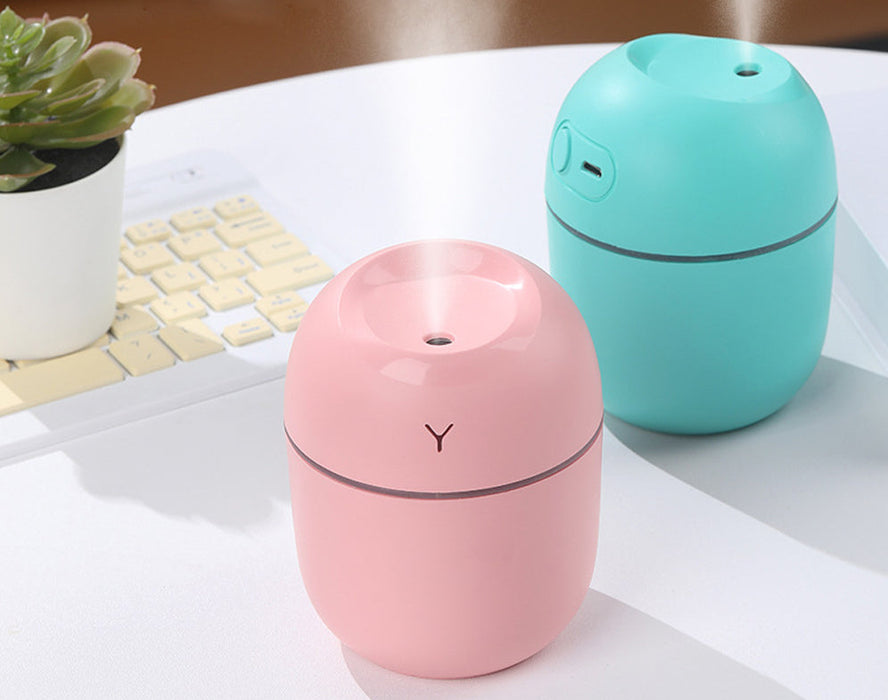 220ml Mini Cool Mist Diffuser/Humidifier, Nightlight, Portable, USB Power - Pink